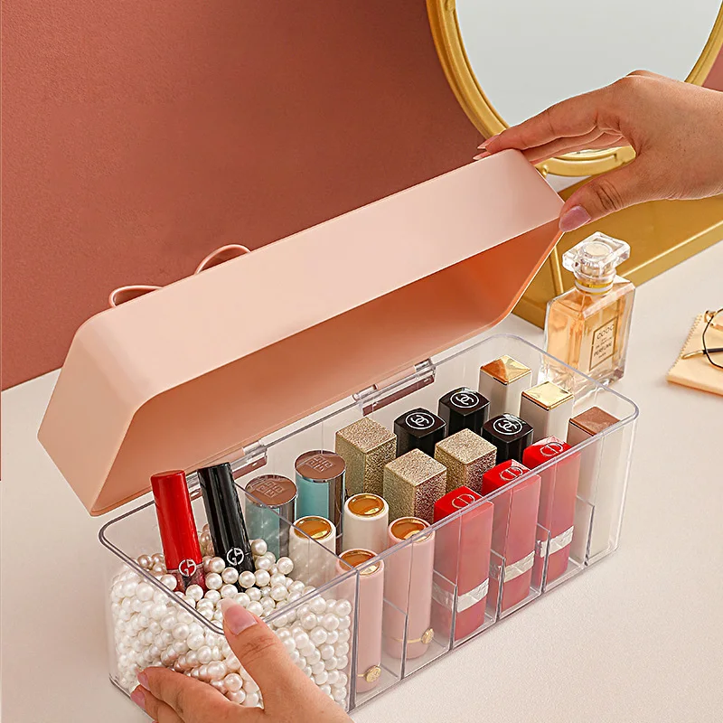 

Lipstick storage box Desktop storage rack Transparent bow Organize cosmetic storage rack