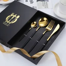 

Stainless Steel Steak Knife, Fork and Spoon Four-Piece Set Portuguese Western Tableware Exquisite Gift Gift Set