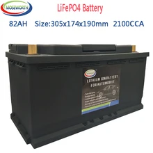LiFePO4 082-20 батарея 82AH автомобильный аккумулятор 12 В литий-фосфат ионный Автоматический Автомобиль 2100CCA размер-305*174*190 мм LiFePo4 батарея