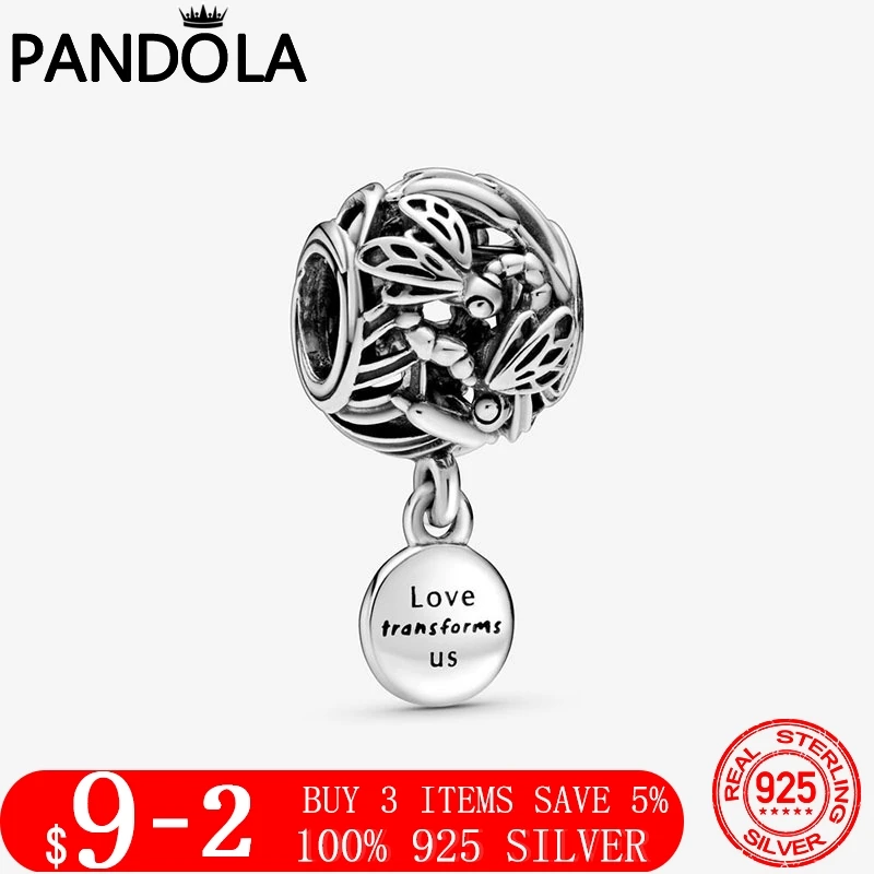 

NEW Arrival 925 Sterling Silver Openwork Dragonfly Love Charm Beads Fit Original Pandora Bracelet Fashion Silver Jewelry Gift