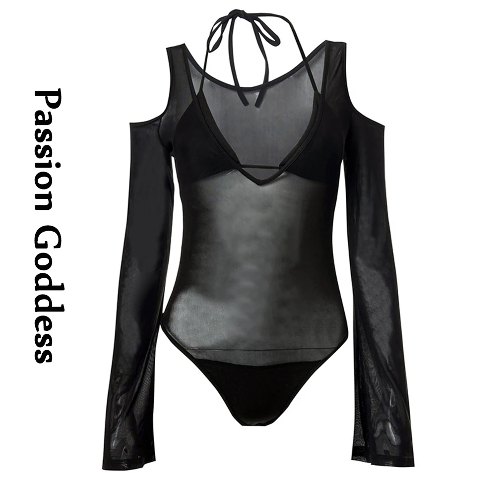 Tute a rete trasparenti da donna Sexy estive abbigliamento da spiaggia con  spalle scoperte pagliaccetti a maniche lunghe tuta Slim tuta lunga -  AliExpress