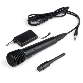 

40# Wired Wireless 2in1 Handheld Microphone Mic Receiver System Undirectional Party Microphone Atmosphere Props Microphone