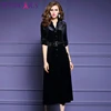 TESSCARA Women Autumn & Winter Elegant Velvet Dress Festa Female High Quality Office Robe Femme Fashion Designer Vestidos S-3XL ► Photo 3/6