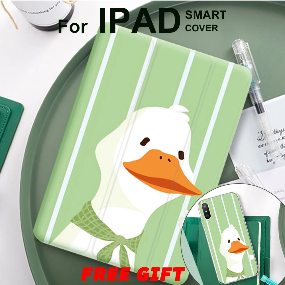 

Cute Duck Smart Flip Cover For iPad Pro 9.7 air 10.5 Air2 Mini 1 2 3 4 5 2019 Tablet Case for New iPad 9.7 2017 2018 shell