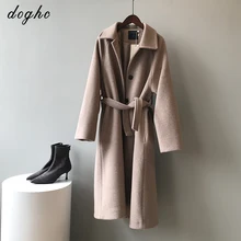 DOGHC-gabardina minimalista para mujer, abrigo ligero de lujo, a la moda, de lana, suelto, longitud media, estilo salvaje, 2022