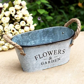 

Garden Planter Succulent Plant Tree Pot Outdoor Container Flowerpot Bucket Nordic White Simple Metal Round Metal Sheet Succulen