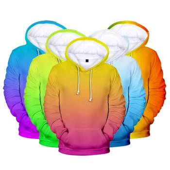 

Novelty Colourful Gradient 3D Hoodies Men/Women long sleeve autumn warm Custom Hoodies Mens Solid Color Hooded Rainbow pullovers
