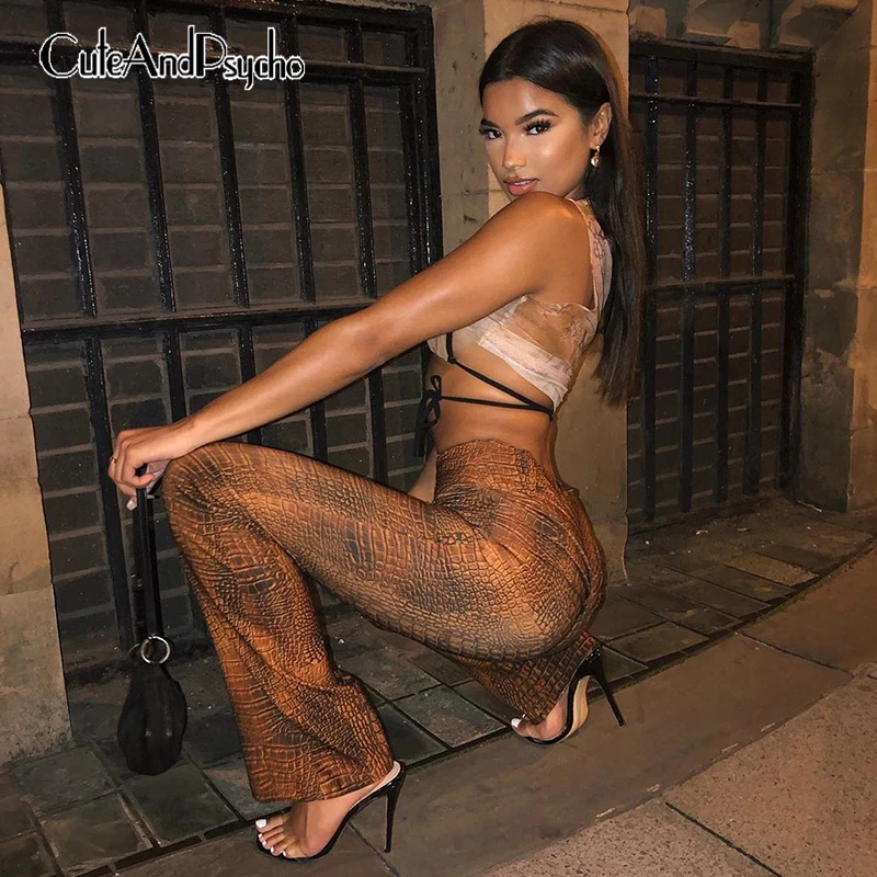 

Crocodile Pattern Printed Pants Women High Waist Long Trousers Straight Capri Casual Loose Pant Fashion Streetwear Cuteandpsycho