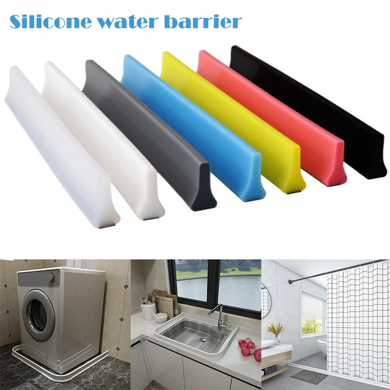 Shower Door Dam Water Stopper Collapsible Shower Threshold Water Barrier for Bathroom Kitchen PI669