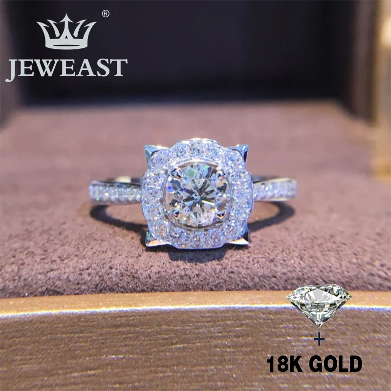 Кольцо с натуральным бриллиантом 18K золото чистое красивое кольцо драгоценными