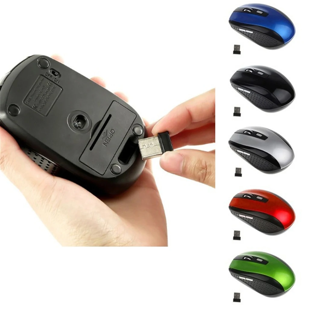 Portable 4 Adjustable DPI 2.4Ghz Wireless Mouse Wireless Optical Laptop Mouse w/ USB Receiver 6 Buttons Mice For Computer Laptop