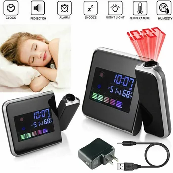 

Fashion Attention Projection Digital Weather LCD Snooze Alarm Clock Projector Color Display LED Backlight Bell Timer