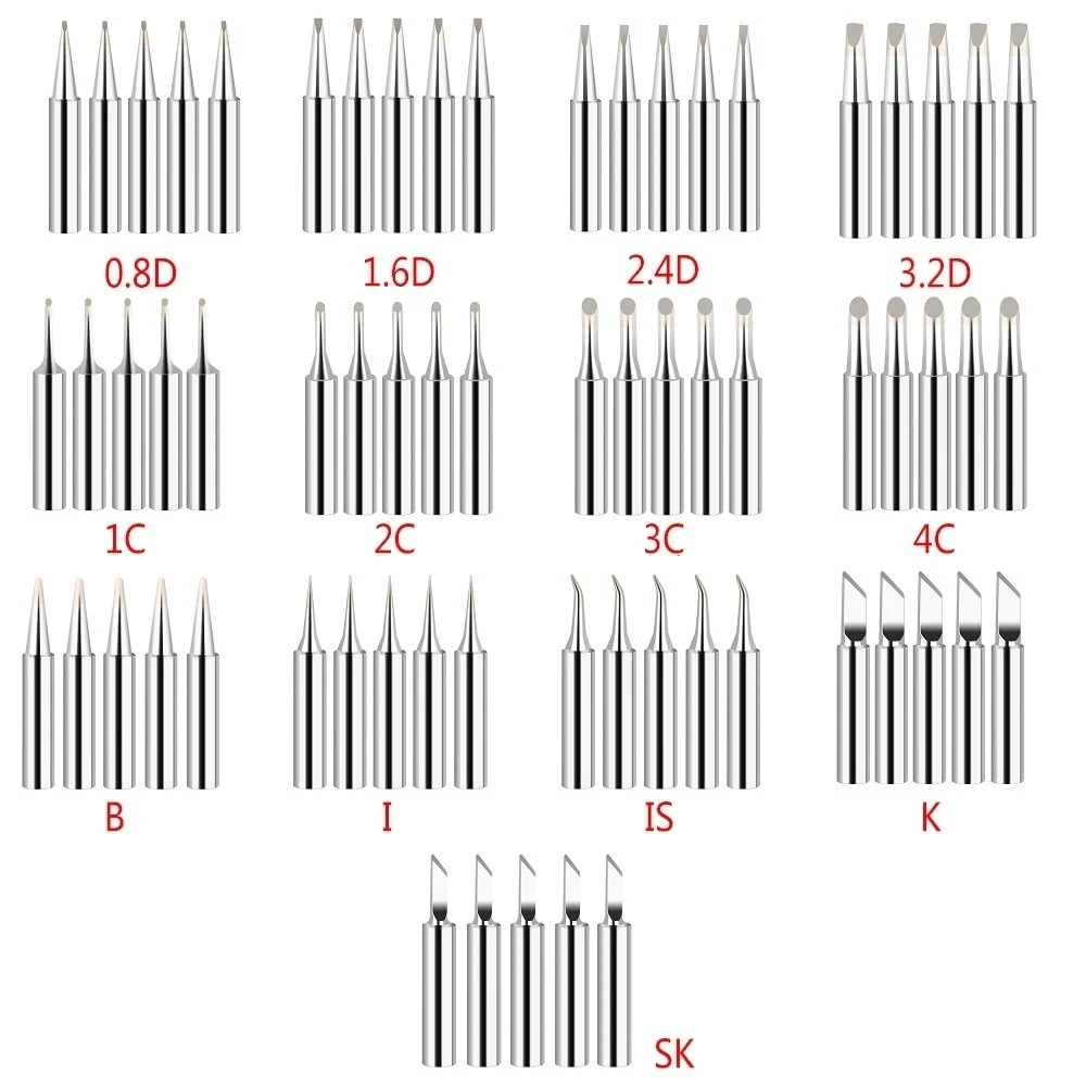 5pcs 900M-T Pure Copper Soldering Iron Tips for Welding iron Lead-Free Welding Tips Head For Welding Equipment Soldering Supplie welding torch types