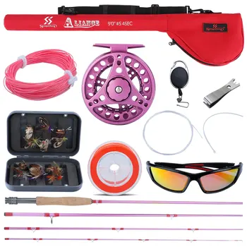 

Sougayialng 4Sections Fly Fishing Rod Set 2.7M Fly Rod and #5/6 Fly Reel Combo with Fishing Lure Line Box Set Fishing Rod Tackle