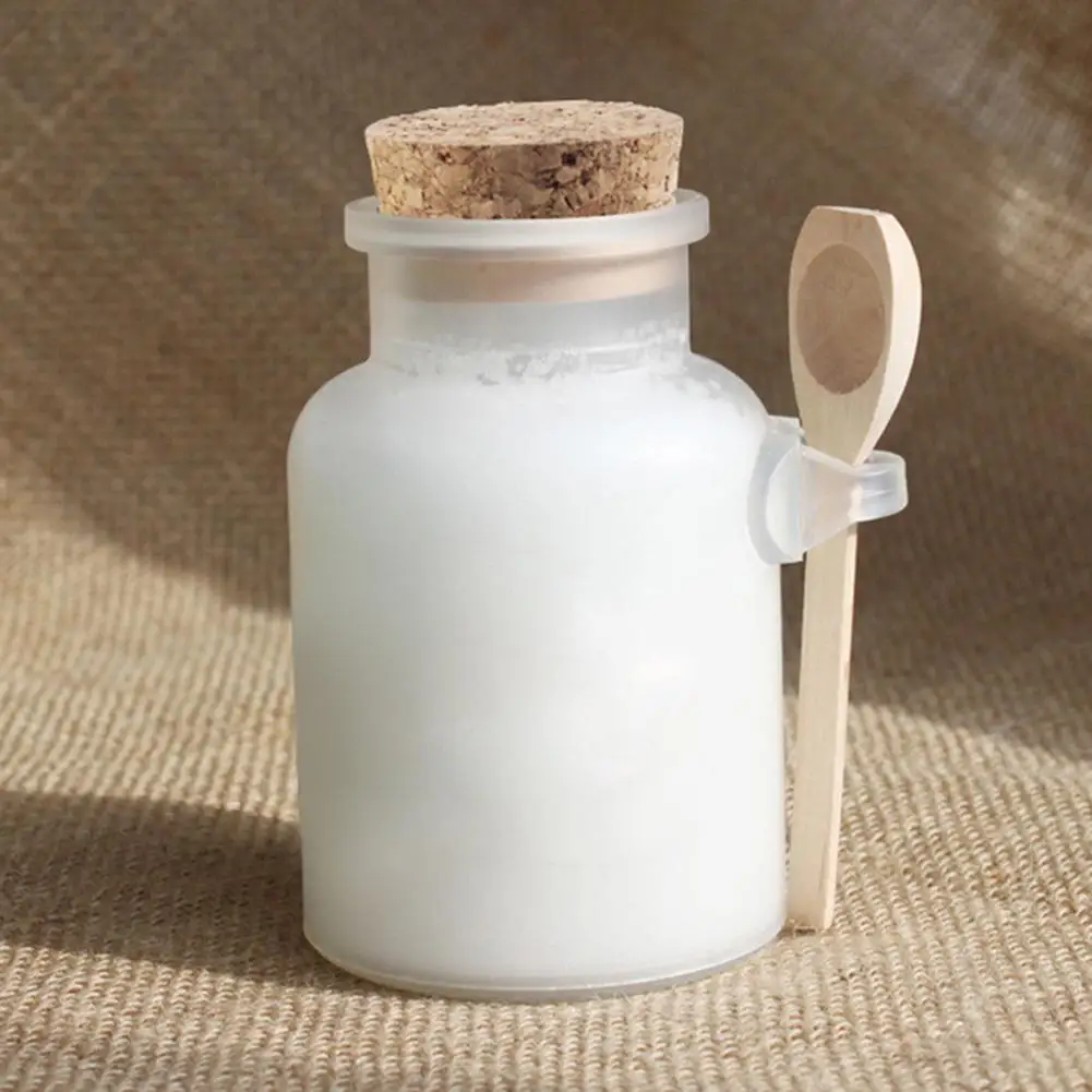 

200ml Plastic Empty Bath Salt Bottle Cream Powder Jar Container with Cork Spoon Refillable Empty Durable