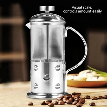 

Stainless Steel Glass French Press Coffee Cup Tea Maker Cafetiere Filter Kitchen Tool