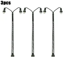 

3Pcs Model Railway Lights Lattice Mast Light Track TT Model Building Layout Voltages 3V Metal LED Lamps Garden Decor Stakes