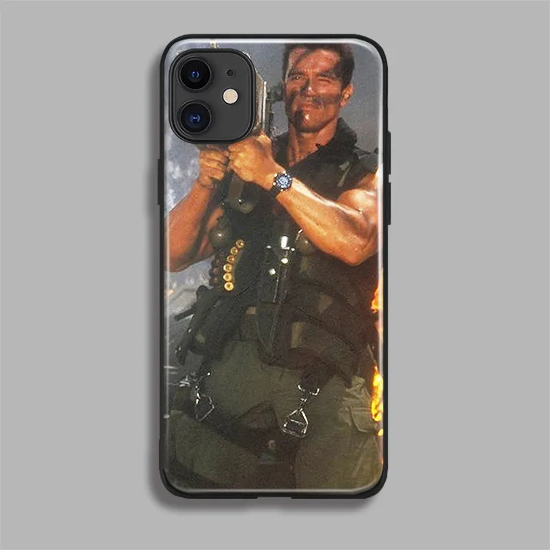 Чехол Arnold Schwarzenegger movie Commando 1985 poster глянцевый гладкий из закаленного стекла для Apple