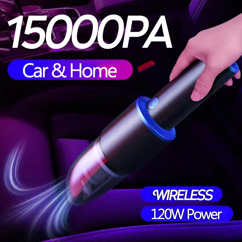 

Portable Straight 15000Pa Wireless Car Vacuum Cleaner Powerful Cyclone Suction Cordless Handheld Home Auto Vacuum Dry&Wet Use