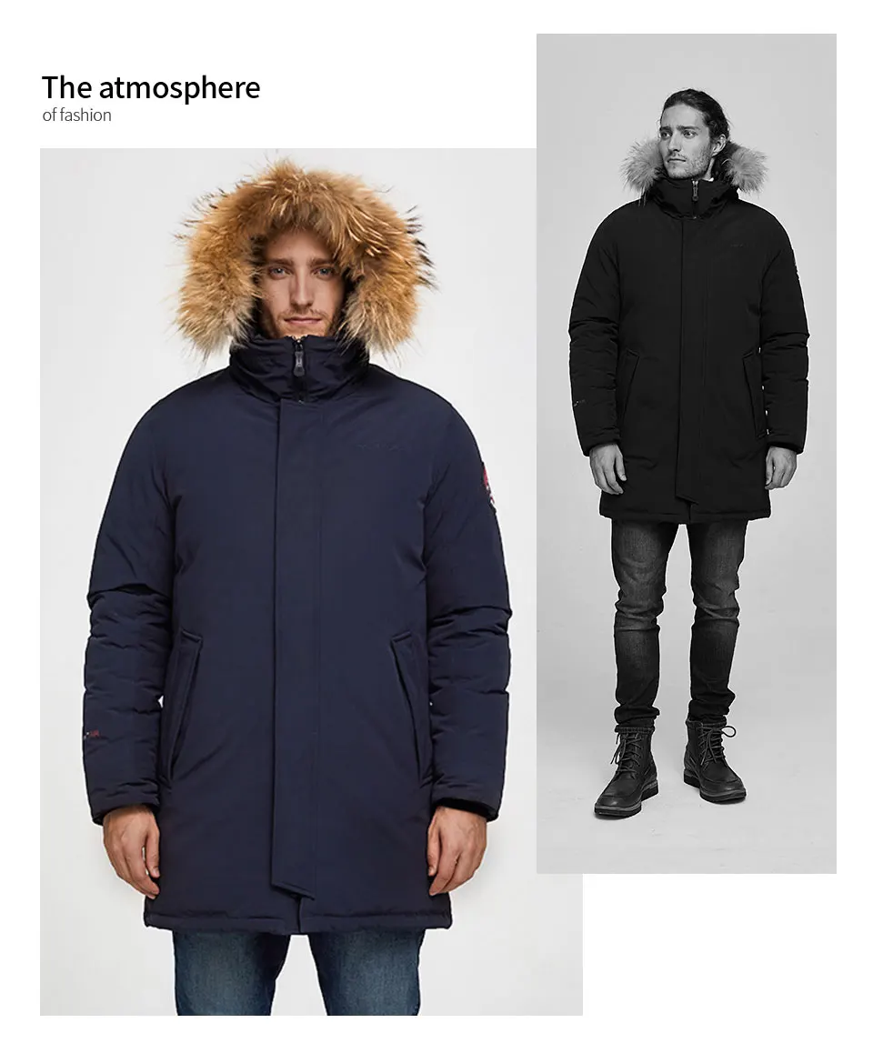 Tiger Force, мужская зимняя куртка, для улицы, Аляска, зимняя куртка, Мужская, утолщенная, средней длины, теплое пальто с капюшоном, натуральный мех, пальто