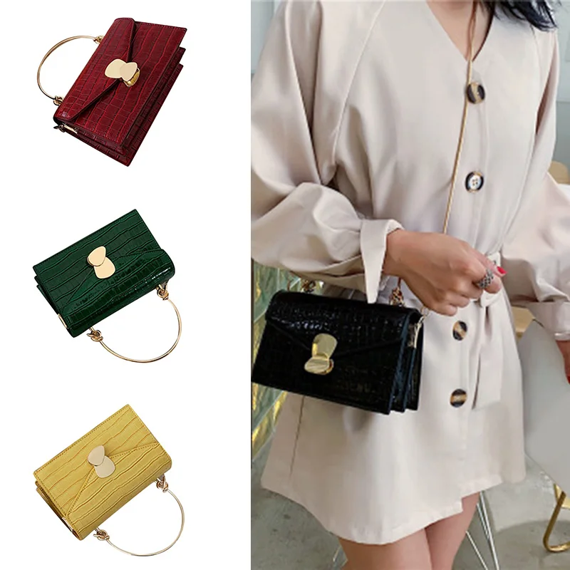 

New Style Stones Pattern PU Leather Crossbody Bags Women Mini Shoulder Bag with Metal Handle Chain Strap