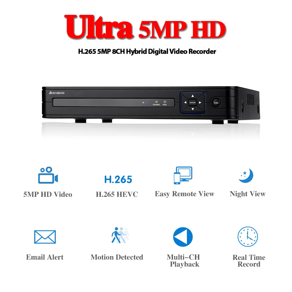 DVR 16CH 8CH 4CH CCTV видео рекордер для CVBS AHD камера аналоговая камера ip-камера Onvif P2P 5.0MP H.265 CCTV Гибридный DVR NVR