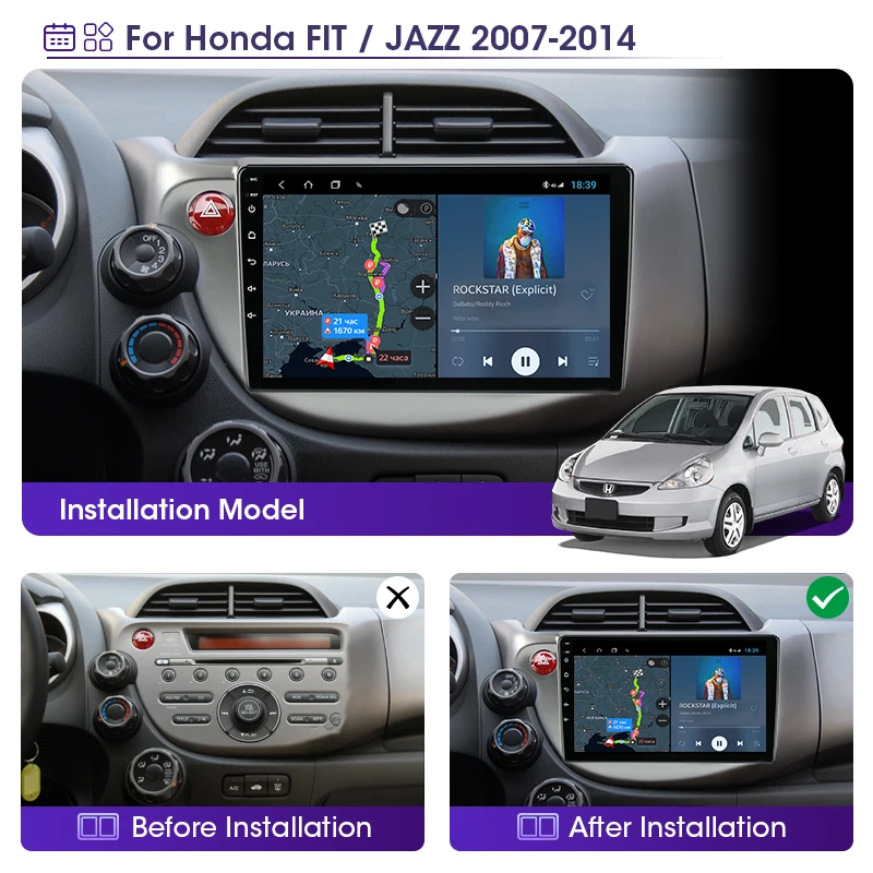 JMCQ 2Din 2G+32G Android 10 4G+WiFi DSP CarPlay Car Radio Multimedia Video Player For HONDA FIT JAZZ 2007-2014 Navigation GPS