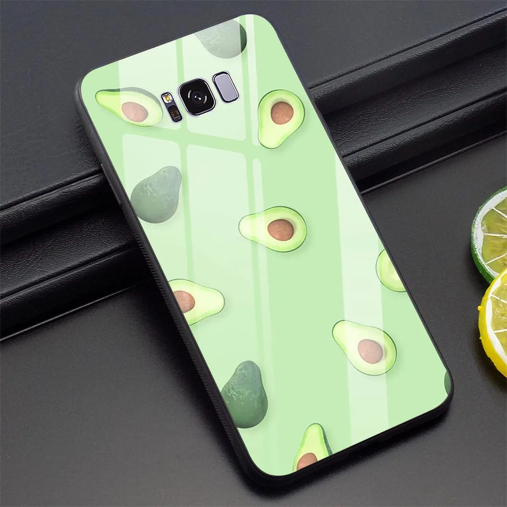 Чехол из закаленного стекла с авокадо для Samsung Galaxy S9 Cover A70 A60 M40 A50 A40 A20 A30 A10 S7 Edge S8