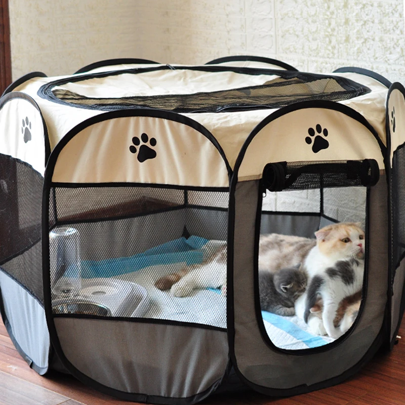 Tienda de campaña para perros, caseta portátil para exteriores, cercas para gatos domésticos, fácil operación, corralito octogonal, jaula para perros