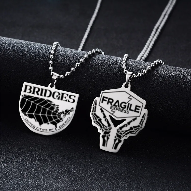 

Death Stranding United States Map Choker Necklace Letter Bridges United Cities of America Pendant Necklace Jewelry