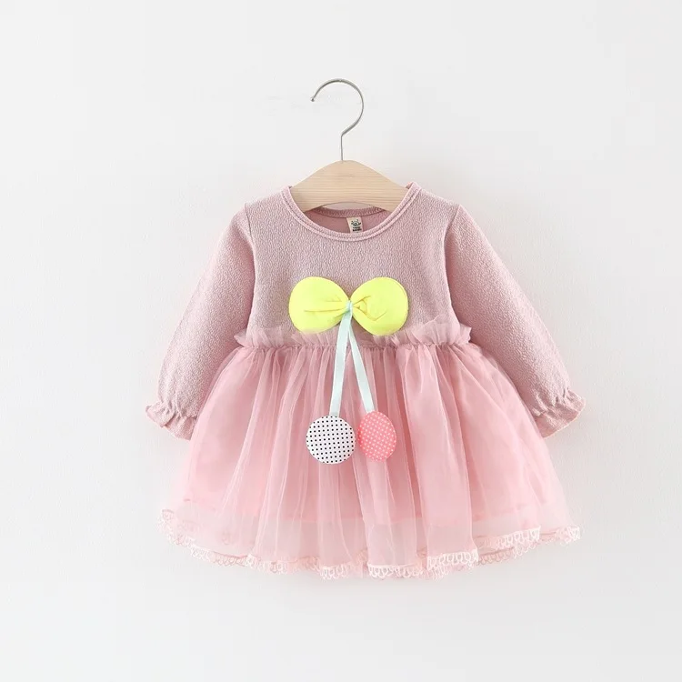 Одежда для малышей, платье принцессы для маленьких девочек Брендовое Сетчатое платье в стиле пэчворк с длинными рукавами для дня рождения повседневные Хлопковые Платья для новорожденных