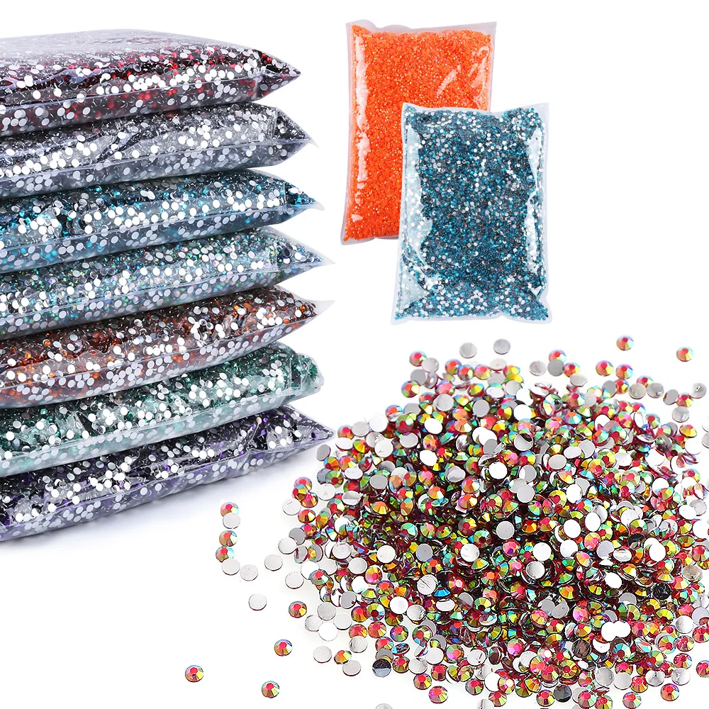 

Wholesale 2-6mm Colorful AB Crystal Resin Rhinestones Non Hot Fix Flatback Round Glitter Strass For Nail Art Garment Decoration