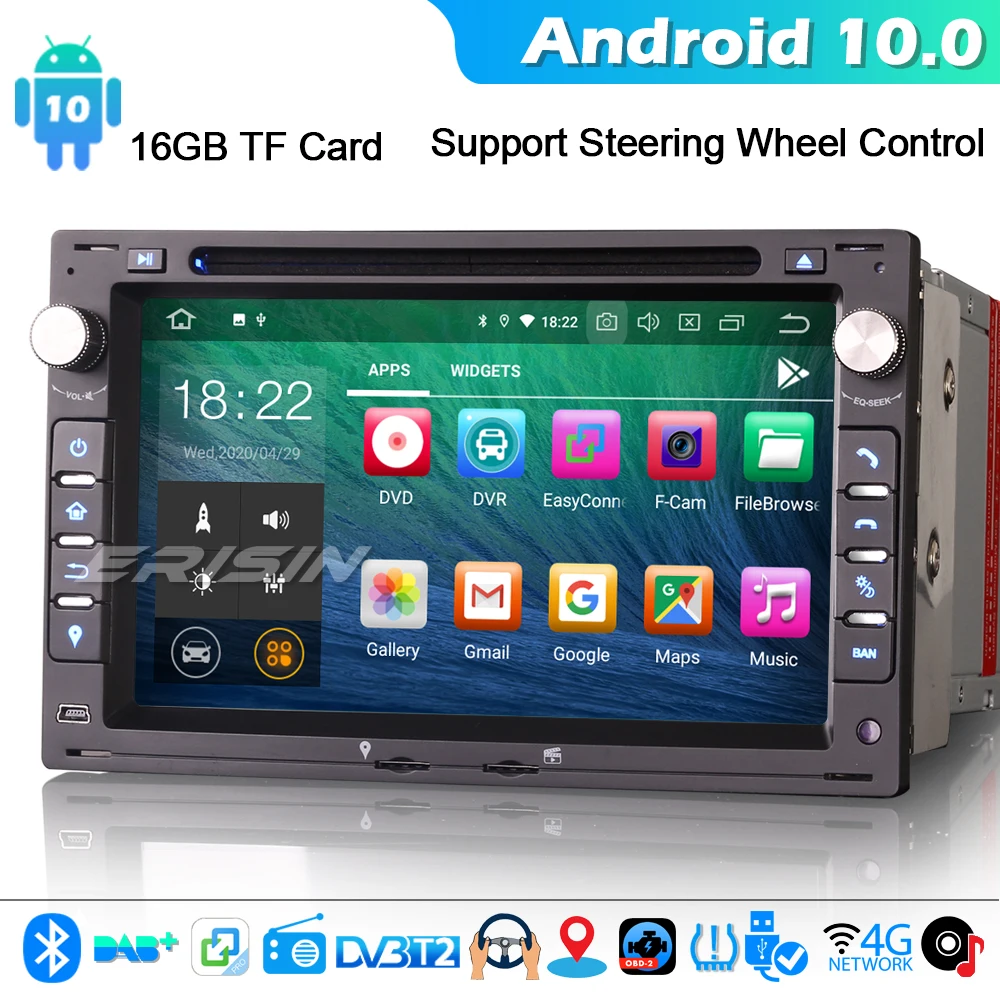 ERISIN 5186 Android 10 DAB + DVD Wifi стерео для VW Skoda Passat Peugeot Golf MK4 T5 Seat PEUGEOT 307 | Автомобили и