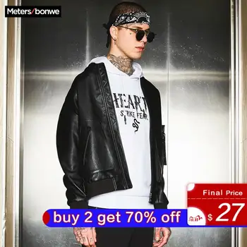 

Metersbonwe New Spring PU street punk leather jacket Fashion Handsome Jacket Man Casual Jacket Brand Men Bomber Jacket