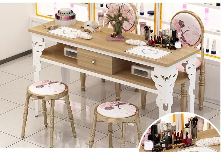 Manicure table simple modern double table and chair suit single small simple manicure table double deck special price economic