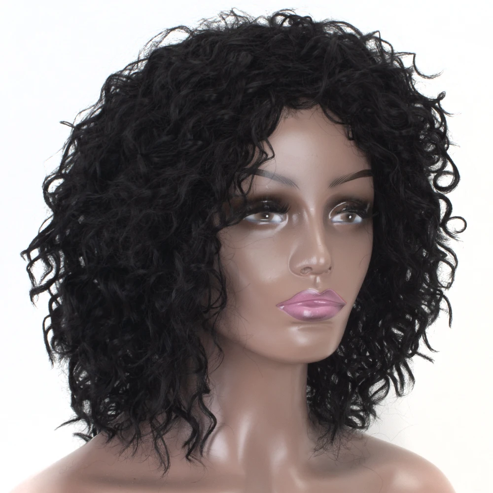 

Brown Synthetic Curly Wigs for Women 4 Colors Ombre Short Afro Wig African American 10 Inches Black Hair