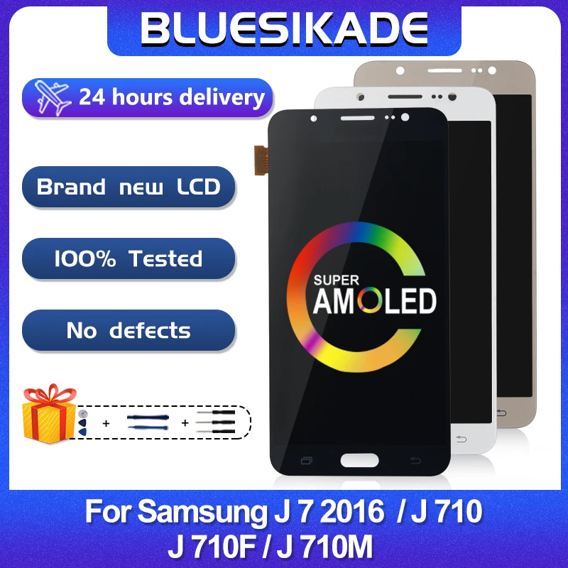 Super AMOLED для Samsung Galaxy J7 2016 J710 ЖК-дисплей J710FN J710F сенсорный экран дигитайзер J710M J710G J710H