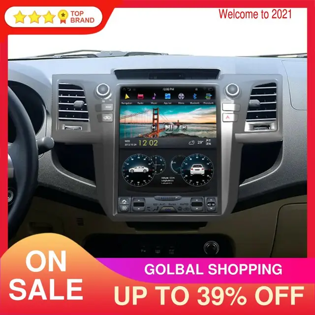 GPS para coche de navegación para Toyota Hilux 2007 2015 Android 9,0 estilo Tesla pantalla Auto Unidad Central Radio Estéreo de coche reproductor Multimedia 64