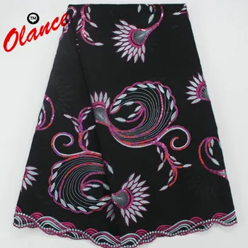 

Big sales Cotton Lace Fabric Dress Fabric Phoenix tail feather with sequins PO11 for wedding dress Swiss Voile Lace Fabric