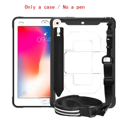 ПК+ Силиконовый противоударный чехол для Ipad 9,7 дюймов Стенд кожаный чехол Heavy Duty защитное устройство для детей с прочной подставкой с подставка для ручки+ Защитная пленка на экран - Цвет: Strap White
