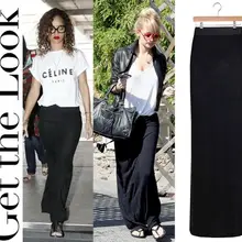 Женские модные однотонные летние Черные Длинные обтягивающие платья повседневные с высокой талией однотонные длинные прямые длинные трикотажные юбки