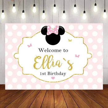 

Pink minnie mouse backdrop for photography studio newborn kid 1st birthday party decoraiton supplies photo bootht studio