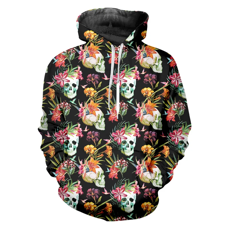 

OGKB 3D Hoodies Men Floral Skull 3D Full Printed Hoody Sweatshirt Fashion Long Sleeve Pullover Oversize Streetwear Harajuku 6XL