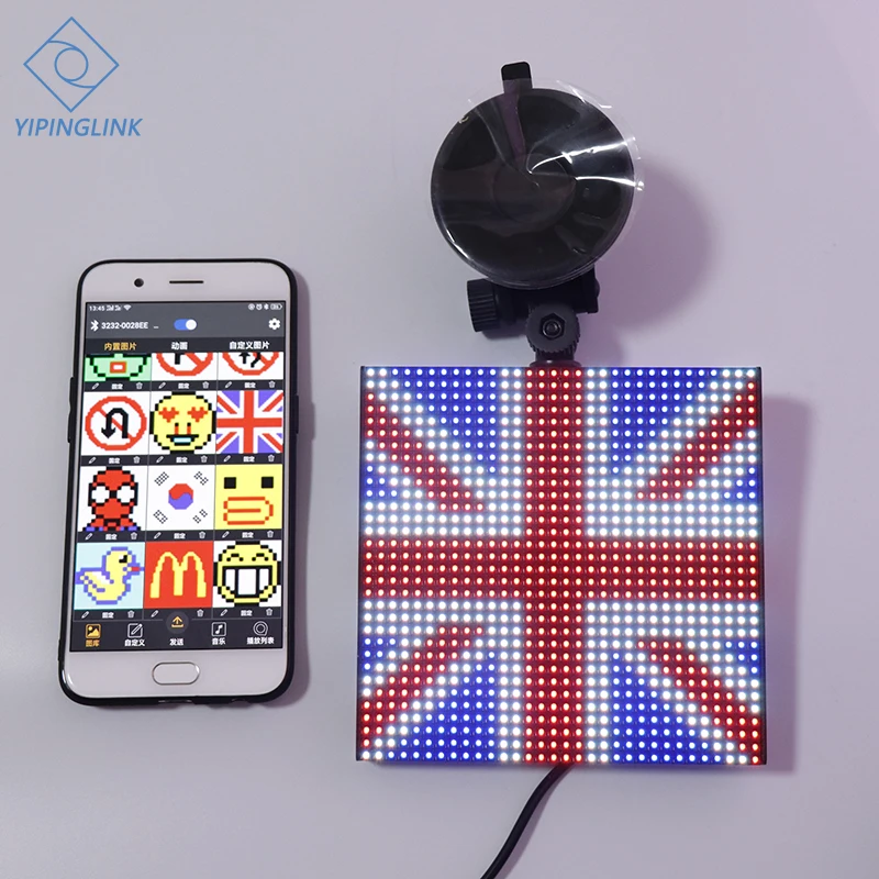 

Bluetooth flag car windows LED display GIF emoji image vehicle LED back windows sign logo LED screen with suction and lighter