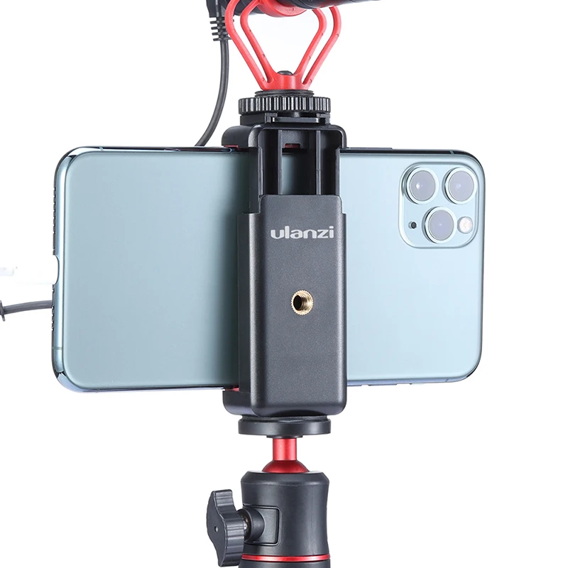 

Ulanzi ST-07 Vlog Phone Mount with Cold Shoe for Microphone LED Light Universal 1/4 Screw Phone Mount