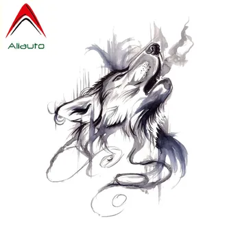 

Aliauto Personality Creative Car Sticker Ink Painting Howling Wolf Head Waterproof Sunscreen Decal PVC Motorcycle,10cm*13cm