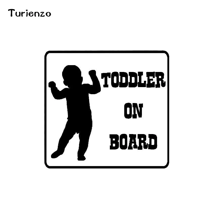 Turienzo 13.5CM*12.8CM TODDLER ON BOARD Dancing Vinyl Car Decal Fun Bumper Sticker Black/White CT-237 | Автомобили и мотоциклы