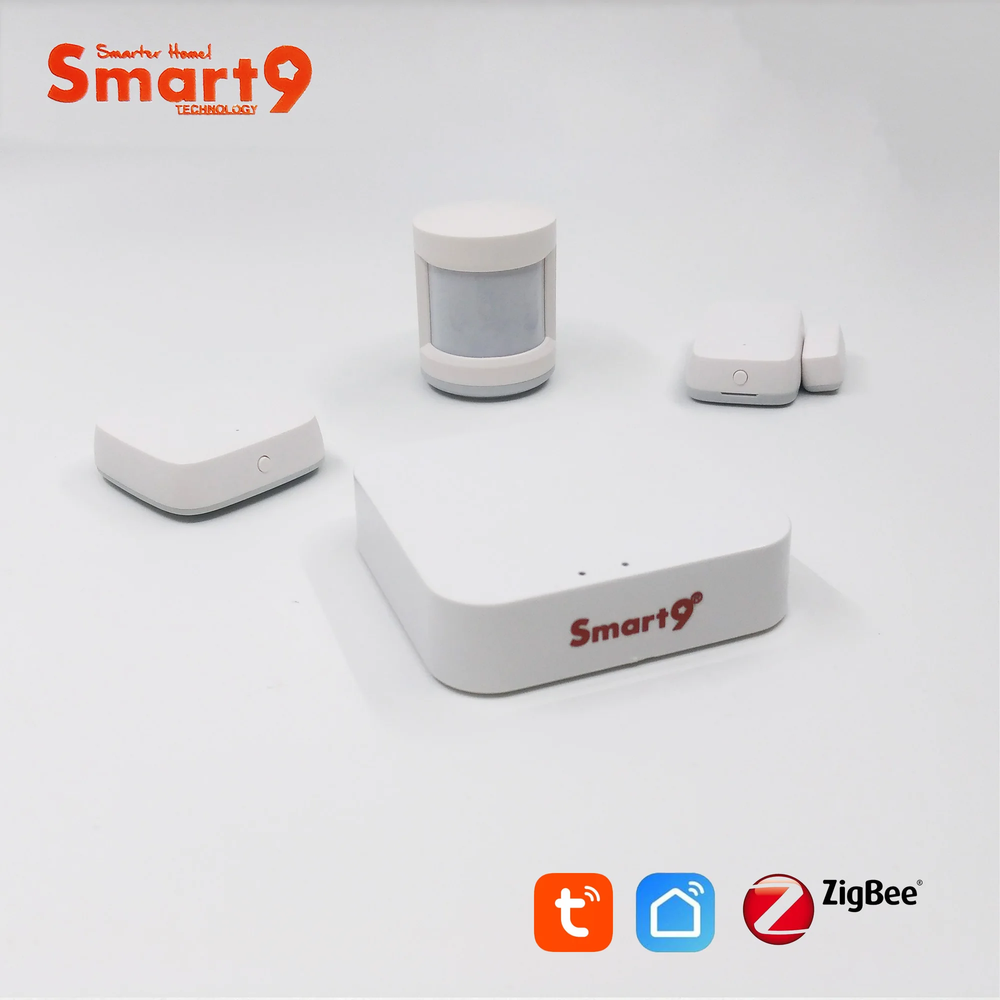 Smart9 SmartHome Kit-B Mini TuYa ZigBee концентратор+ PIR+ дверь+ датчик температуры, Smart Life App пульт дистанционного управления, питание от TuYa