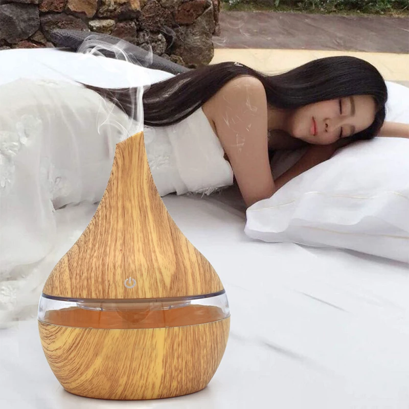 

300ML USB humidifier Electric oil Aromatherapy wood grain Ultrasonic air diffuser lights Car for home office Fragrance perfume