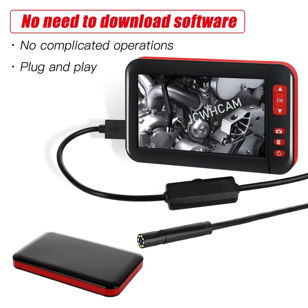 HD 1080P Endoscope Camera 4.3 Inch Display Endoscope Led Light 2M 5M 10M Snake Wire 8mm Lens Inspection Camera Borescope